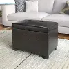Black Bonded Leather Storage Ottoman - Antonio