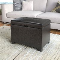 Black Bonded Leather Storage Ottoman - Antonio