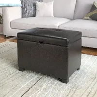 Black Bonded Leather Storage Ottoman - Antonio