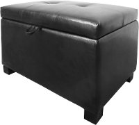 Black Bonded Leather Storage Ottoman - Antonio-3