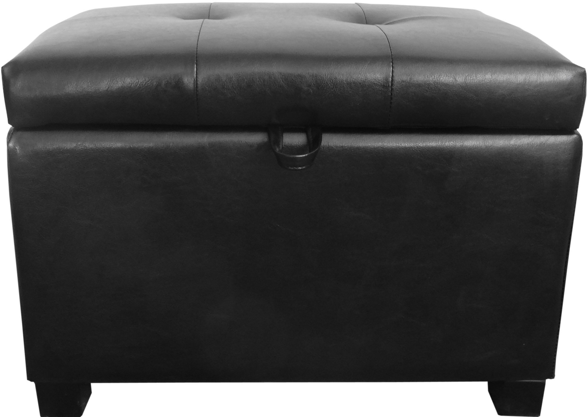 Black Bonded Leather Storage Ottoman - Antonio-4