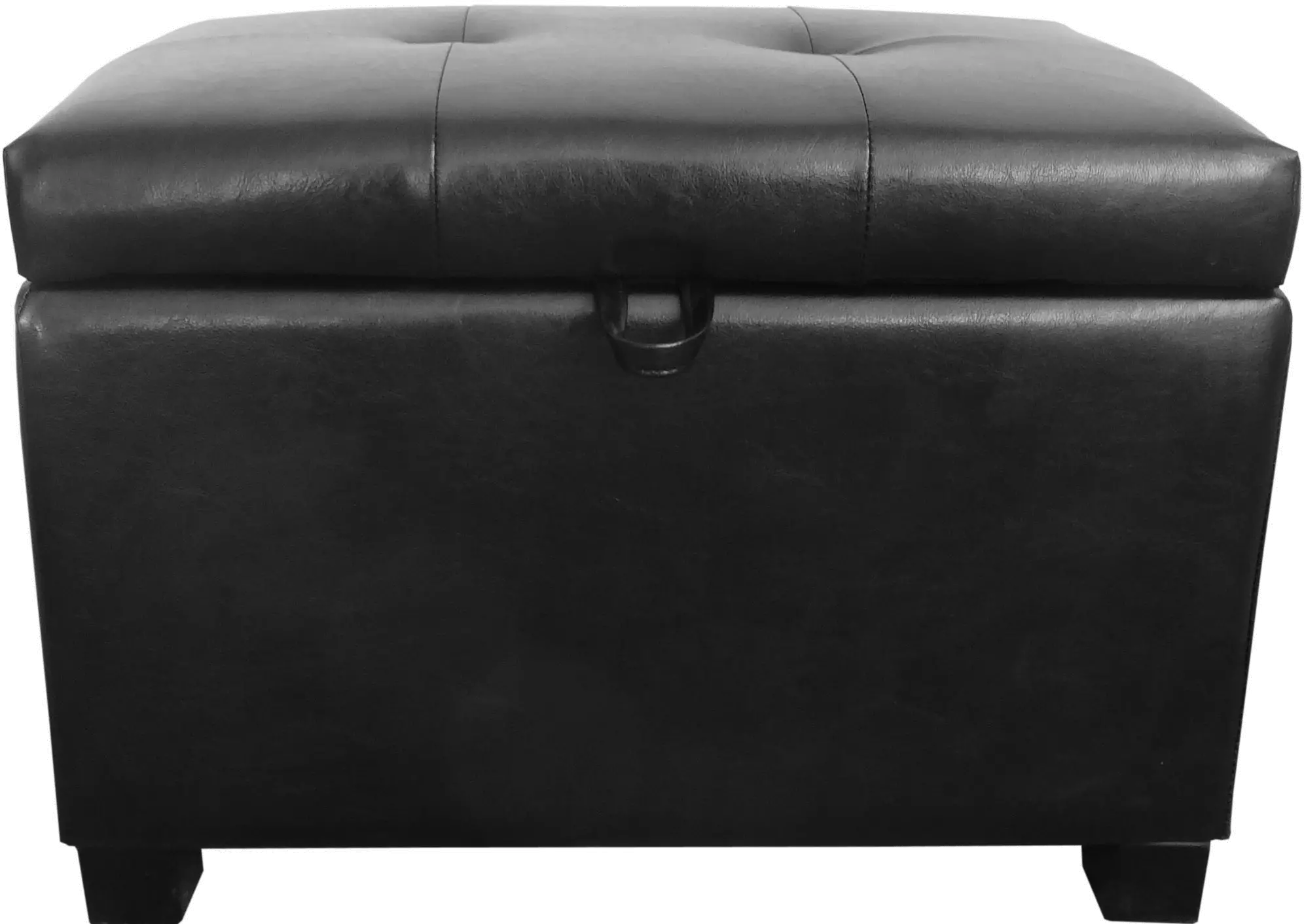 Black Bonded Leather Storage Ottoman - Antonio-4
