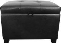 Black Bonded Leather Storage Ottoman - Antonio-4