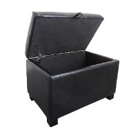 Black Bonded Leather Storage Ottoman - Antonio-5