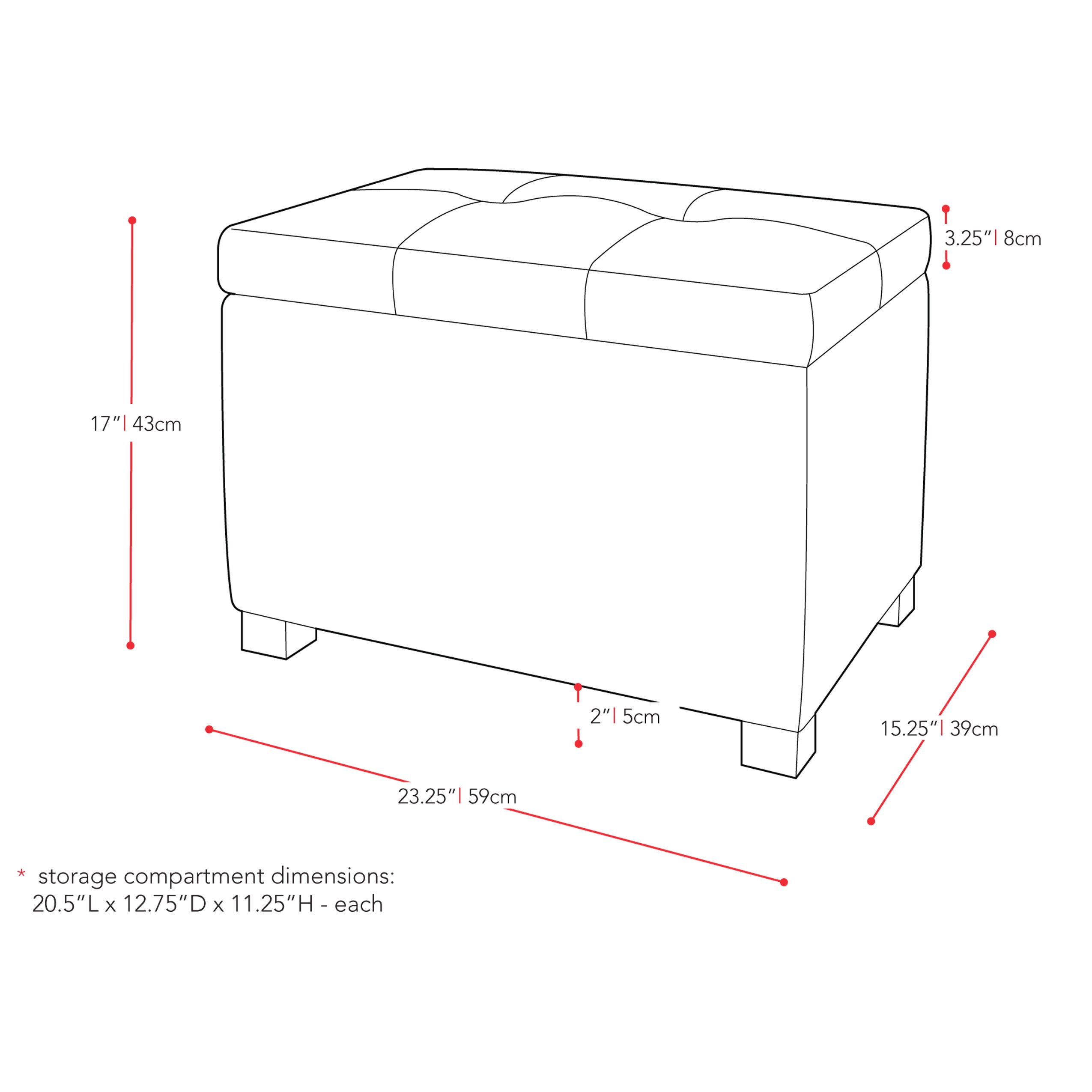 Black Bonded Leather Storage Ottoman - Antonio-6