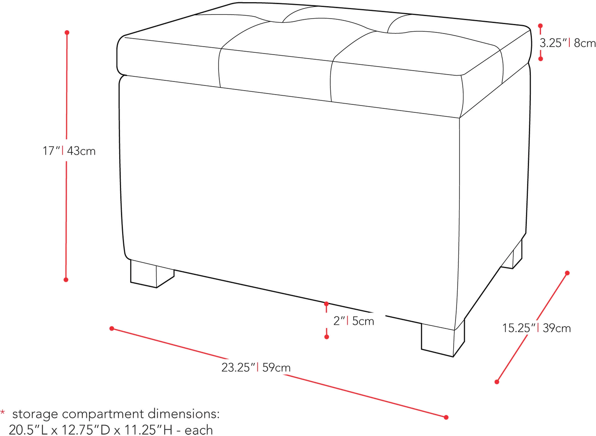 Black Bonded Leather Storage Ottoman - Antonio-6
