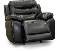 Black Leather Power Glider Recliner with Adjustable Headrest - Shawn-2