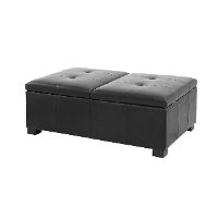Black Bonded Leather Double Storage Ottoman - Antonio-3