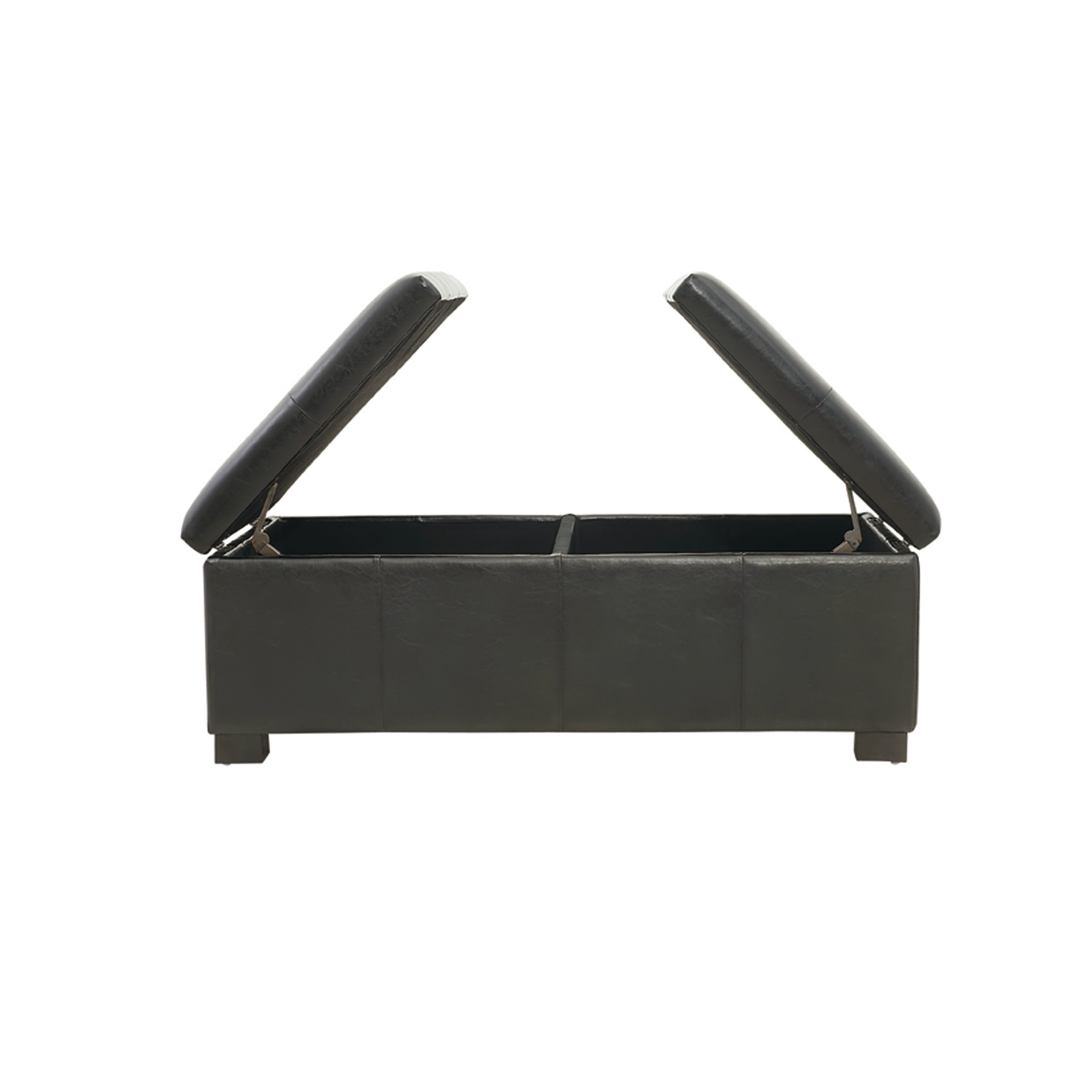 Black Bonded Leather Double Storage Ottoman - Antonio-4