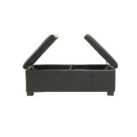 Black Bonded Leather Double Storage Ottoman - Antonio-4