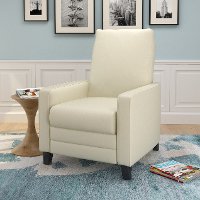 Cream Bonded Leather Recliner - Kelsey