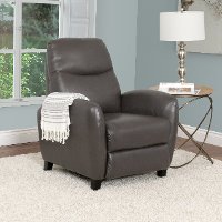 Brown-Gray Bonded Leather Push-Back Recliner - Ava