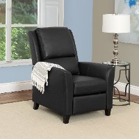 Black Bonded Leather Push-Back Recliner - Kate