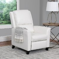 White Bonded Leather Push-Back Recliner - Kate
