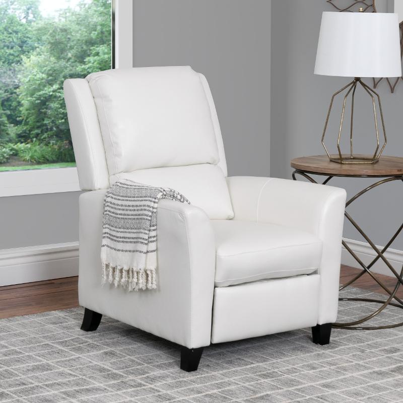 White Bonded Leather Push Back Recliner, Modern White Leather Recliner Chair