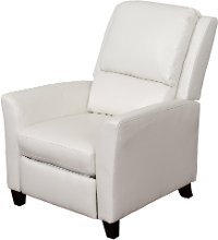 White Bonded Leather Push-Back Recliner - Kate-3