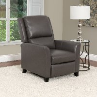 Brown-Gray Bonded Leather Push-Back Recliner - Kate