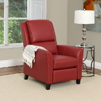 Red Bonded Leather Push-Back Recliner - Kate