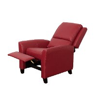 Red Bonded Leather Push-Back Recliner - Kate-4