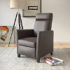 Brown-Gray Bonded Leather Push-Back Recliner - Elise