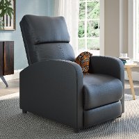 Black Bonded Leather Push-Back Recliner - Moor