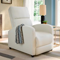 White Bonded Leather Push-Back Recliner - Moor