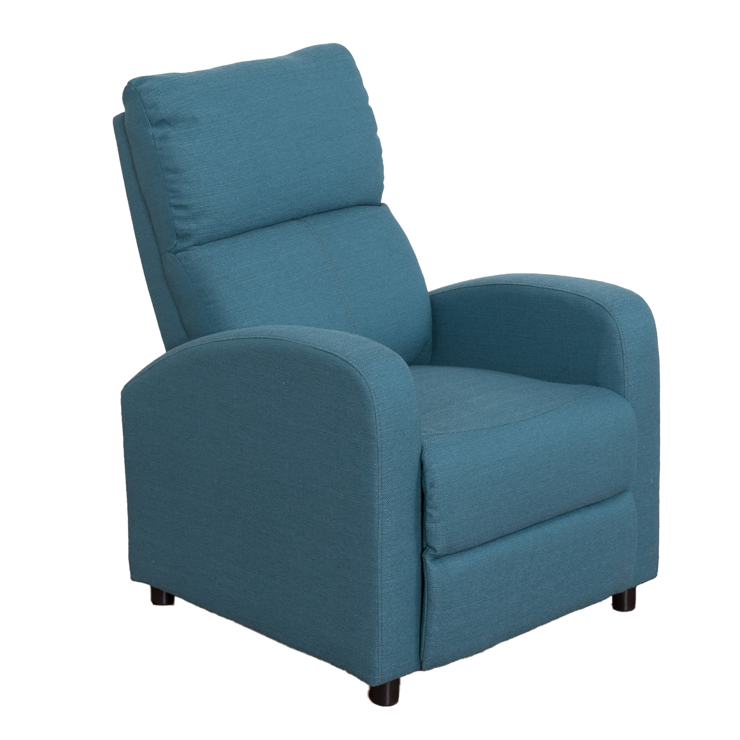 Blue Linen Push-Back Recliner - Moor-2