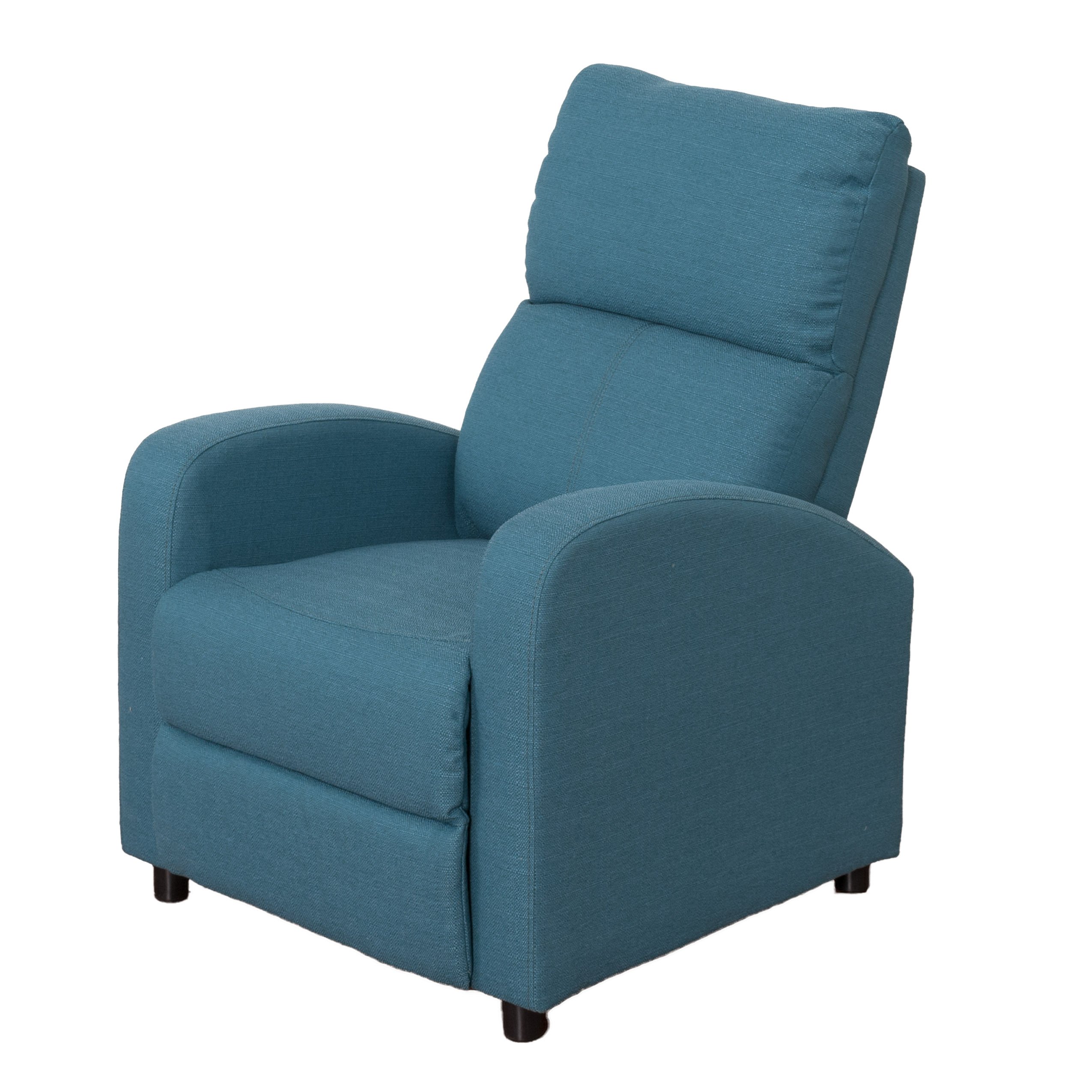 Blue Linen Push-Back Recliner - Moor-3