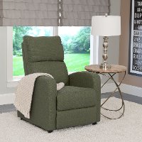 Green-Gray Linen Push-Back Recliner - Moor-2