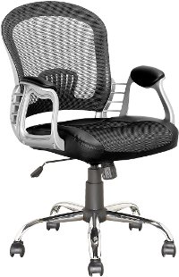 Black Leather and Mesh Home Office Chair - Workspace-2