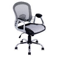 Black and Gray Leather and Mesh Home Office Chair - Workspace-2
