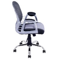 Black and Gray Leather and Mesh Home Office Chair - Workspace-3