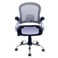 Black and Gray Leather and Mesh Home Office Chair - Workspace-4