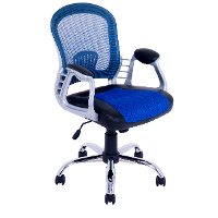 Black and Blue Leather and Mesh Home Office Chair - Workspace-5