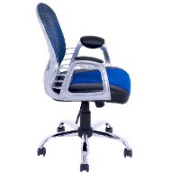 Black and Blue Leather and Mesh Home Office Chair - Workspace-6