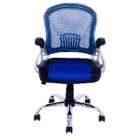 Black and Blue Leather and Mesh Home Office Chair - Workspace-7