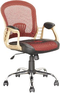 Red and Gold Leather and Mesh Home Office Chair - Workspace-2