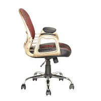Red and Gold Leather and Mesh Home Office Chair - Workspace-3