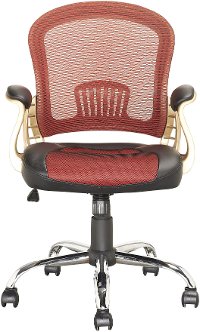 Red and Gold Leather and Mesh Home Office Chair - Workspace-4