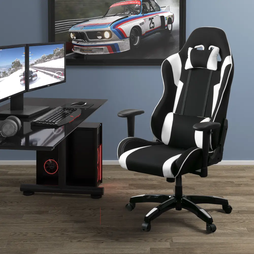 Workspace Black and White Gaming Desk Chair-1