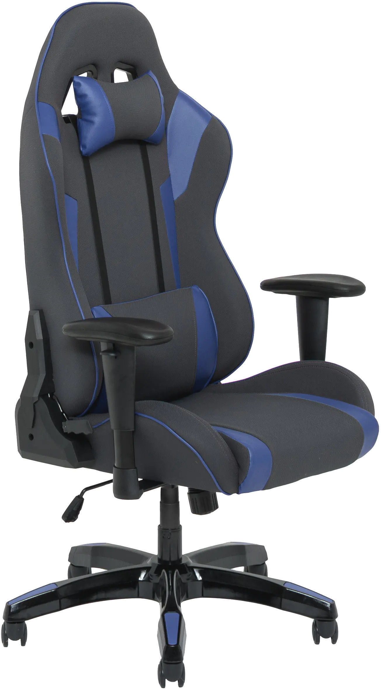 High-Back Ergonomic Gray and Blue Gaming Desk Chair - Workspace-6