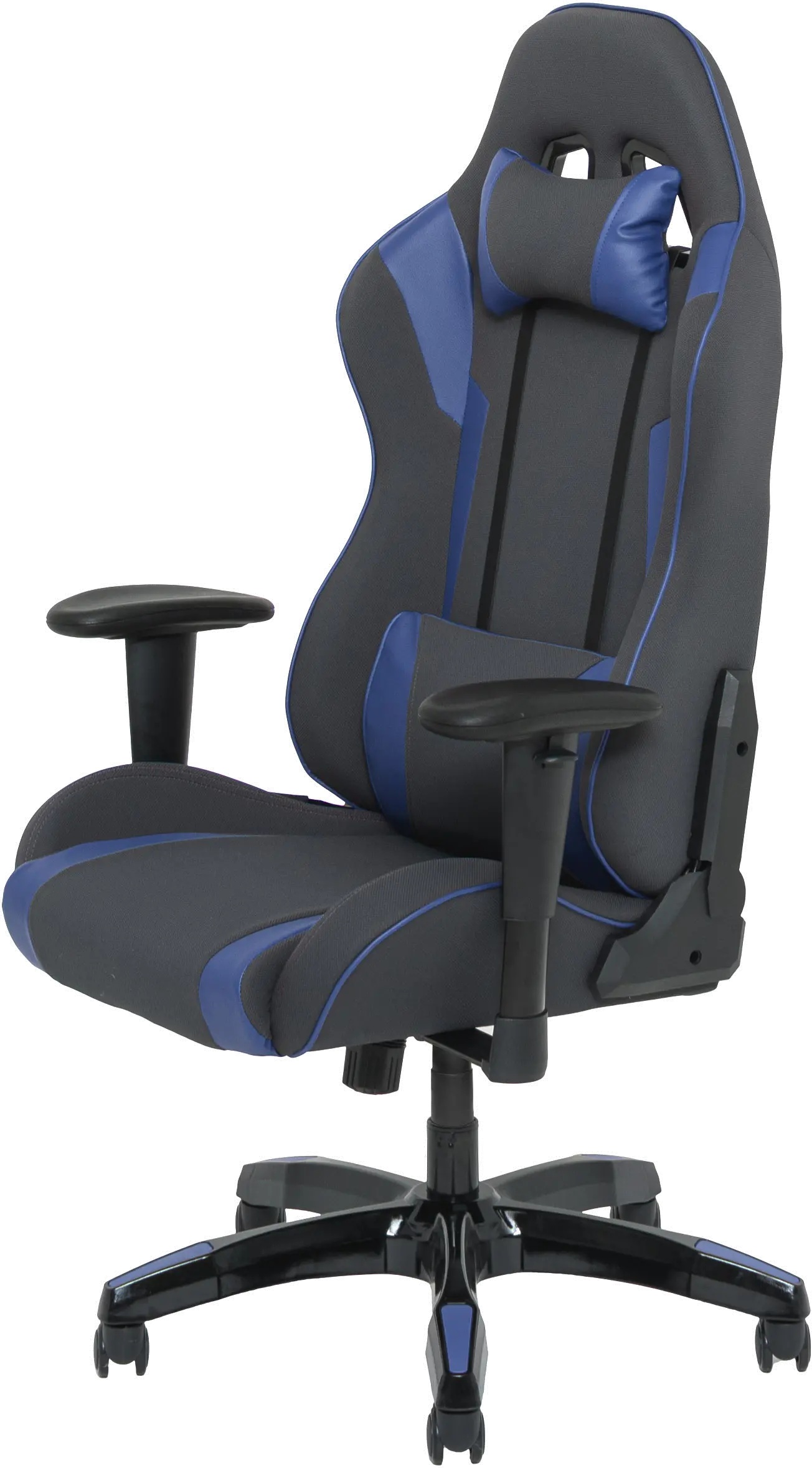 High-Back Ergonomic Gray and Blue Gaming Desk Chair - Workspace-7