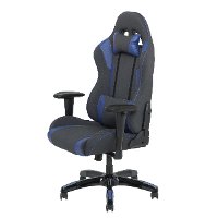 High-Back Ergonomic Gray and Blue Gaming Desk Chair - Workspace-7