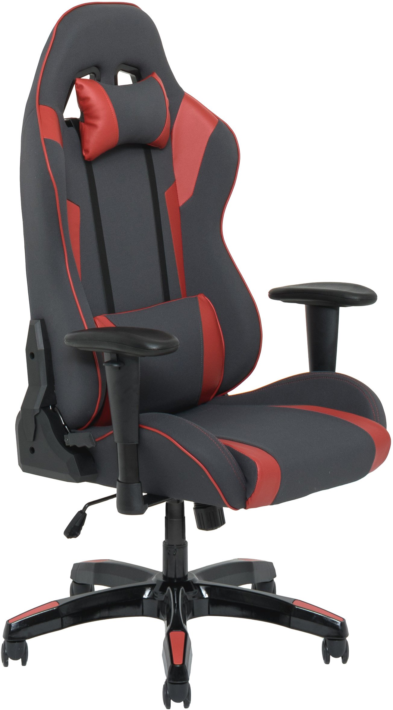 High-Back Ergonomic Gray and Red Gaming Desk Chair - Workspace-2