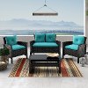 Black and Turquoise 4 Piece Wicker Furniture Set - Cascade