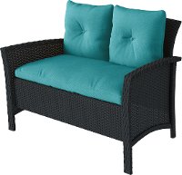 Black and Turquoise 4 Piece Wicker Furniture Set - Cascade-3