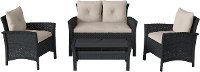 Black and White 4 Piece Wicker Furniture Set - Cascade-2