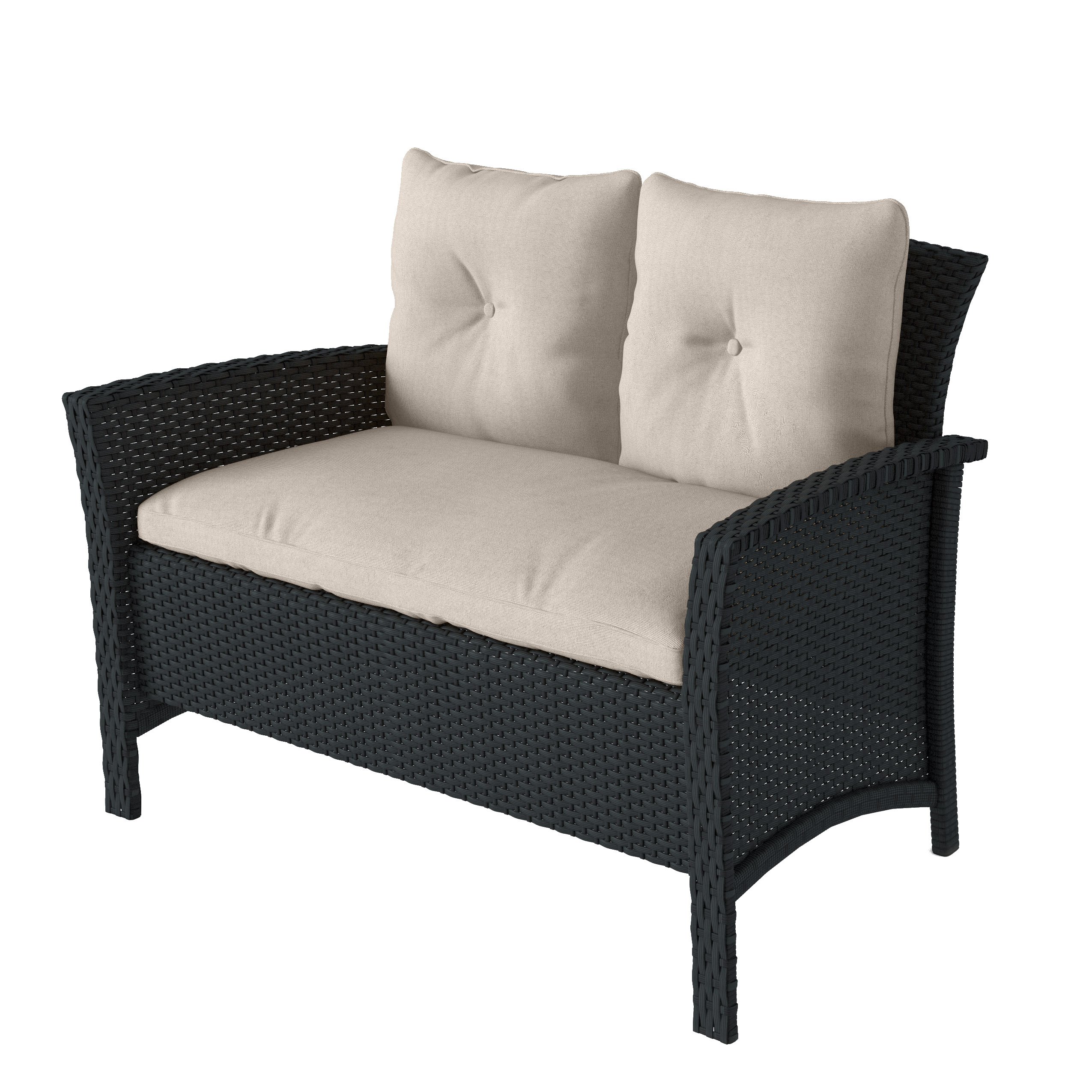 Black and White 4 Piece Wicker Furniture Set - Cascade-3