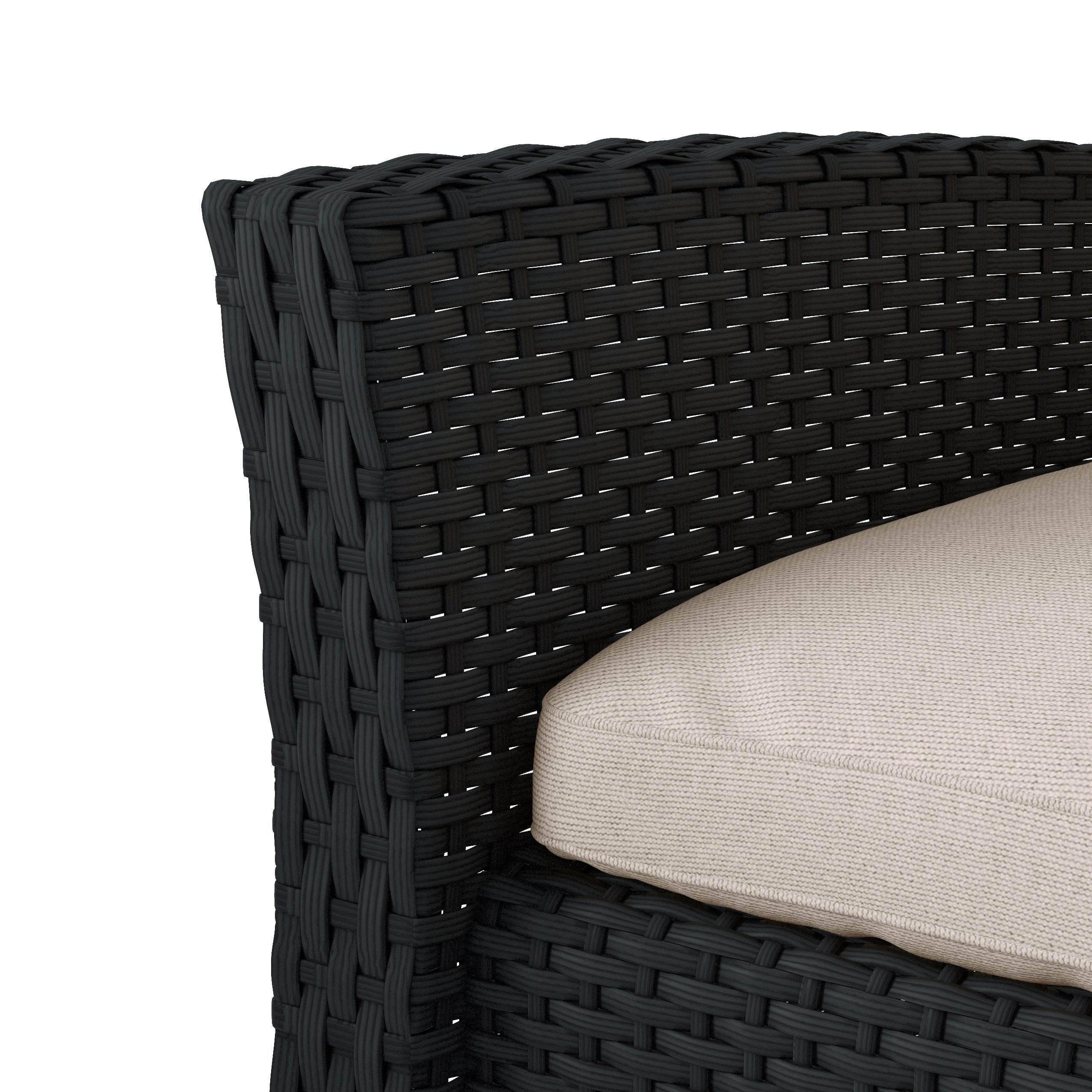 Black and White 4 Piece Wicker Furniture Set - Cascade-5