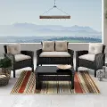 Cascade Black and White 4 Piece Wicker Furniture Set